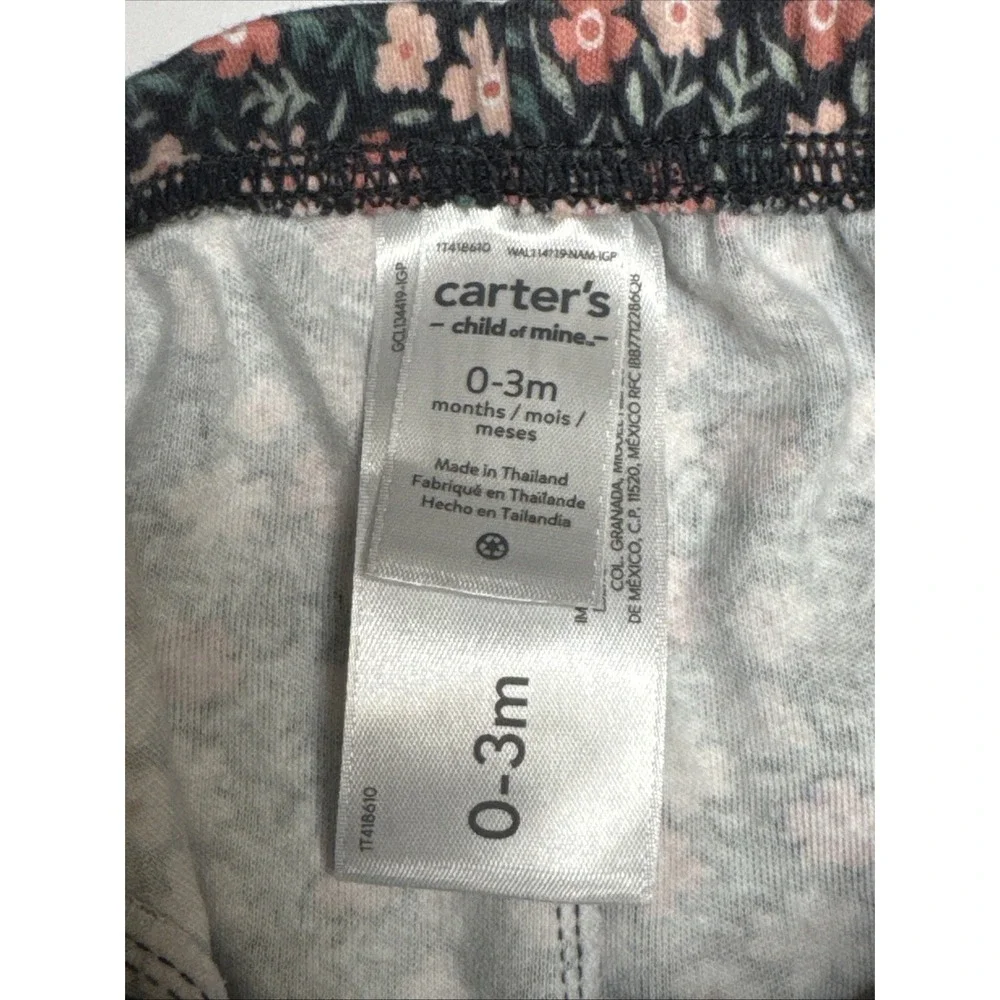 Carters Child of Mine Baby Girl Floral Bodysuit and Pants Set 0-3M‎ Navy Pink